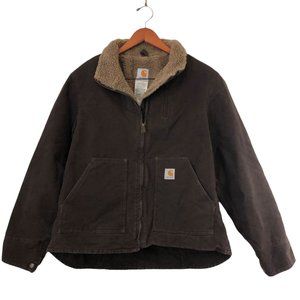 Rare Vintage Carhartt Women's Canvas Jacket Sherpa Lined Sz L